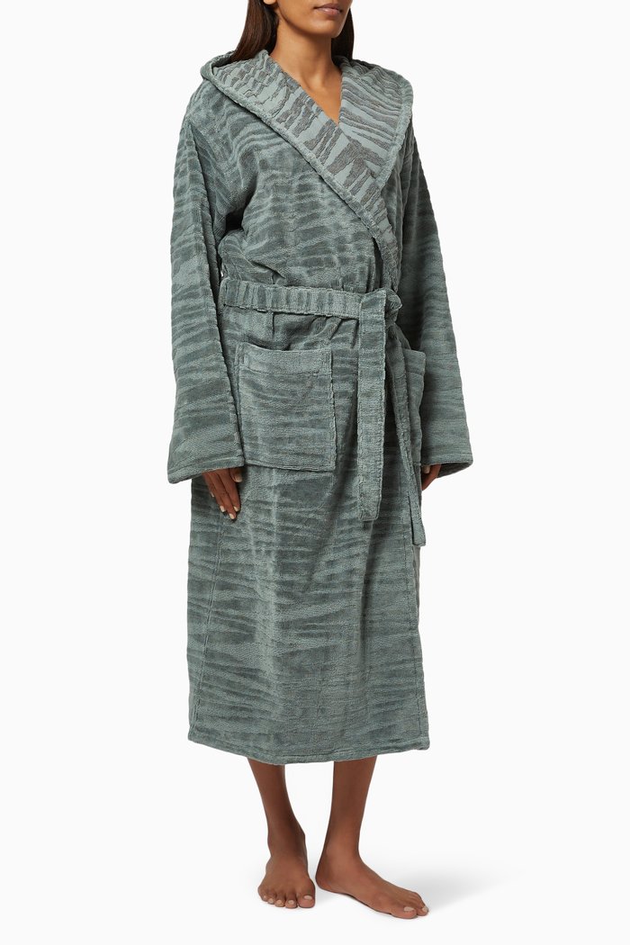 

Allan Bathrobe in Jacquard Cotton Terry, Grey