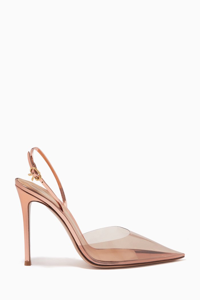

Ribbon D'Orsay 105 Slingbacks in PVC & Metallic Leather, Neutral
