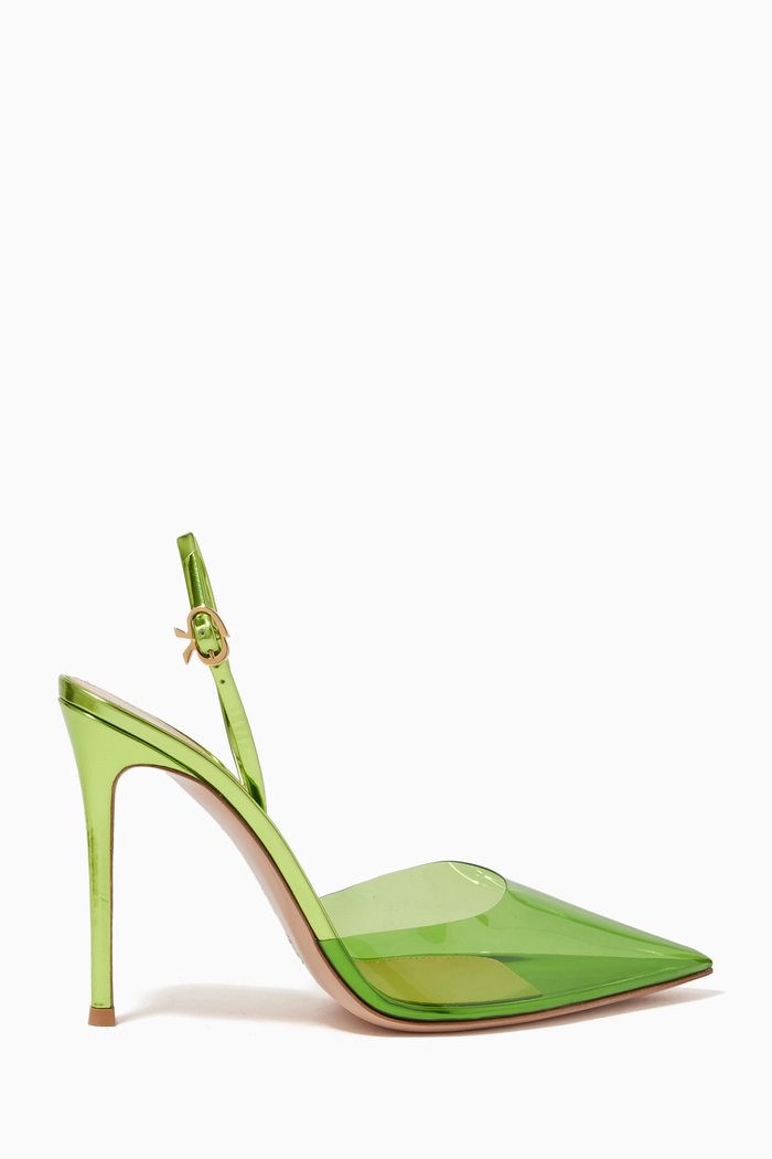 

Ribbon D'Orsay 105 Slingbacks in PVC & Metallic Leather, Green