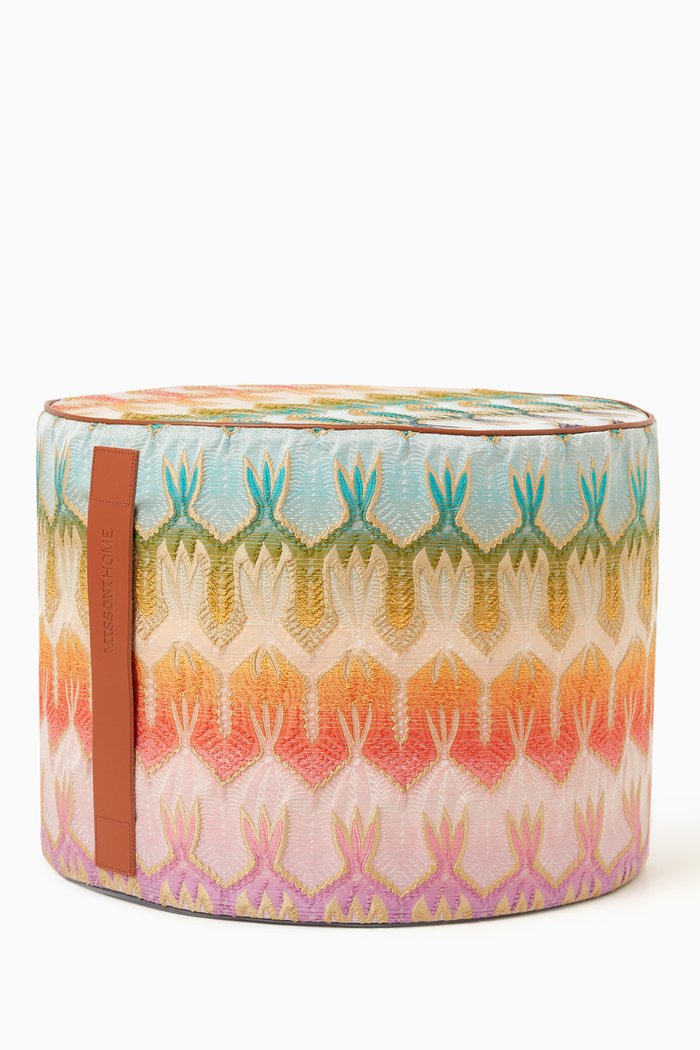 

Pasadena Cylinder Pouf in Jacquard Canvas, Multicolour