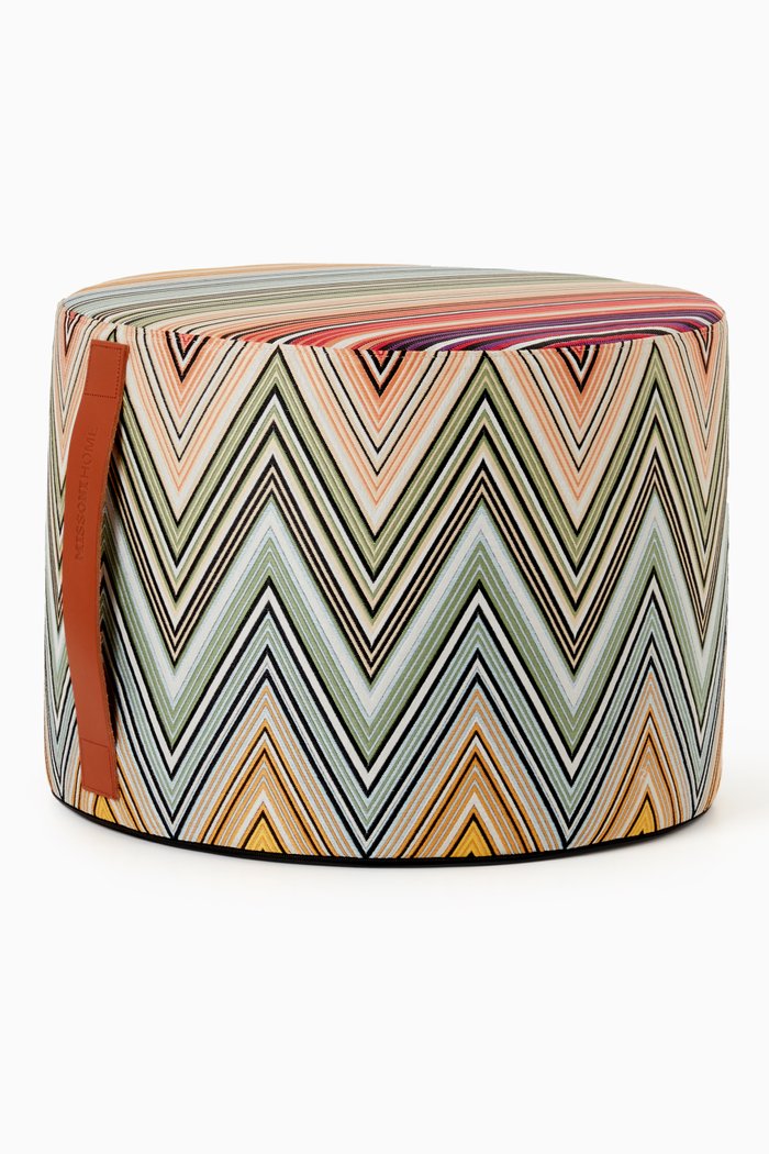 Kew Cylinder Pouf in Canvas, Multicolour