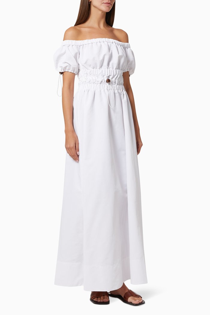 

Vine Off-shoulder Dress in Nylon, White