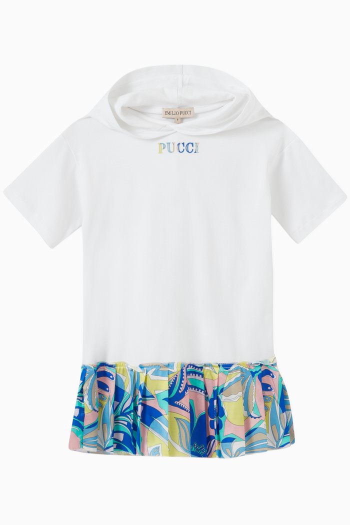 

Hoodie Dress in Cotton Silk Blend, White