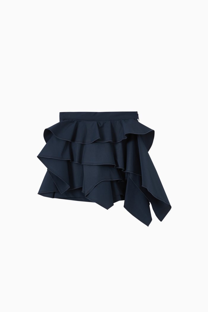 

Ruffle Tiered Skort in Poplin, Blue