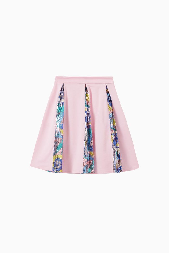 

Sequin Embellished Skirt in Technical Jersey, Pink