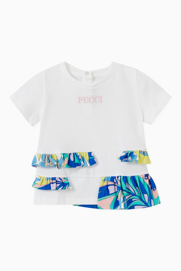 

Ruffles T-Shirt in Jersey, White