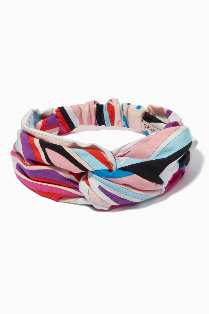 Twist Printed Hairband in Jersey, Pink