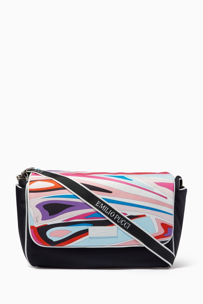 

Printed Diaper Bag in Nylon, Pink