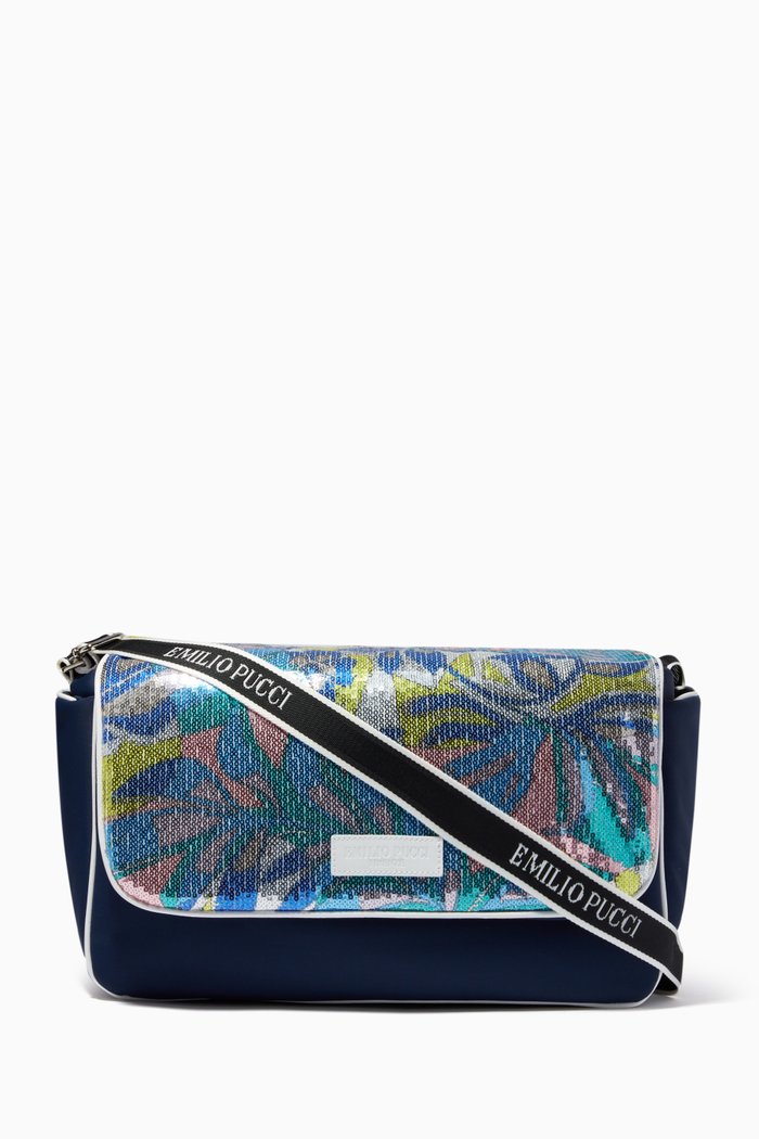 

Sequinned Diaper Bag in Nylon, Green