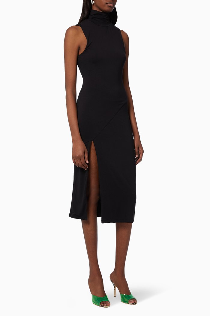 

Mock Neck Midi Dress, Black