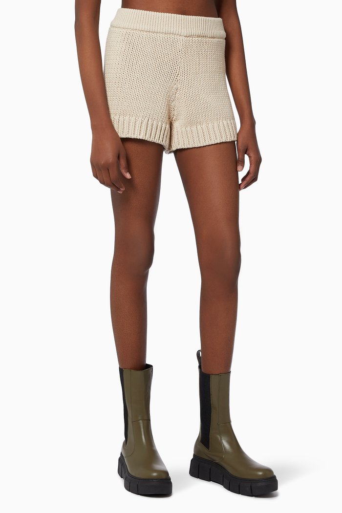 

Chunky Knit Sweater Shorts in Cotton, Neutral