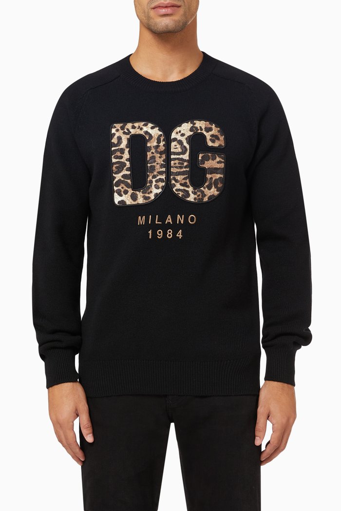 

Logo Patch & Embroidery Sweater in Wool, Black