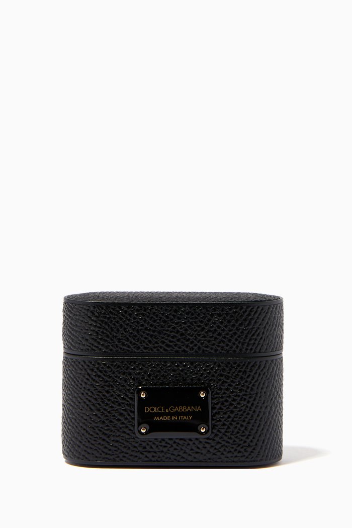 

AirPods Pro Case with Branded Plate in Dauphine Leather, Black