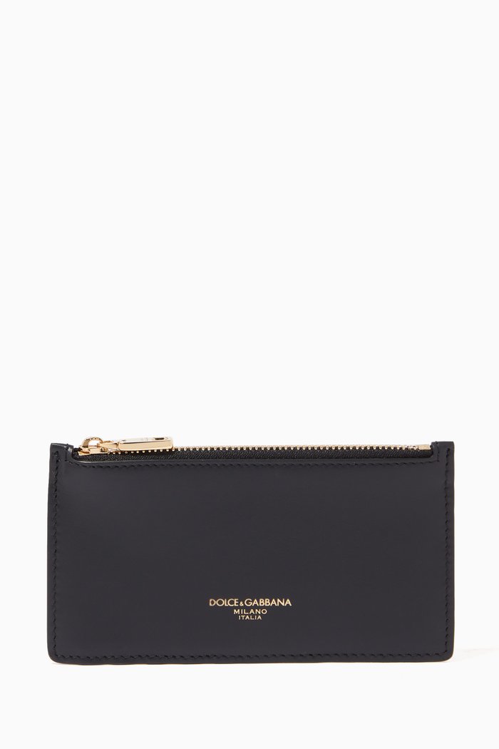 

Card Holder with Logo in Leather, Black