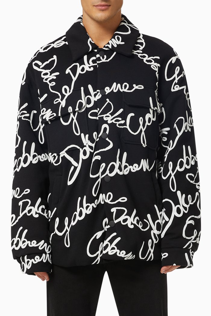 

Jacket with "Dolce&Gabbana" Lettering in Technical Fabric, Black