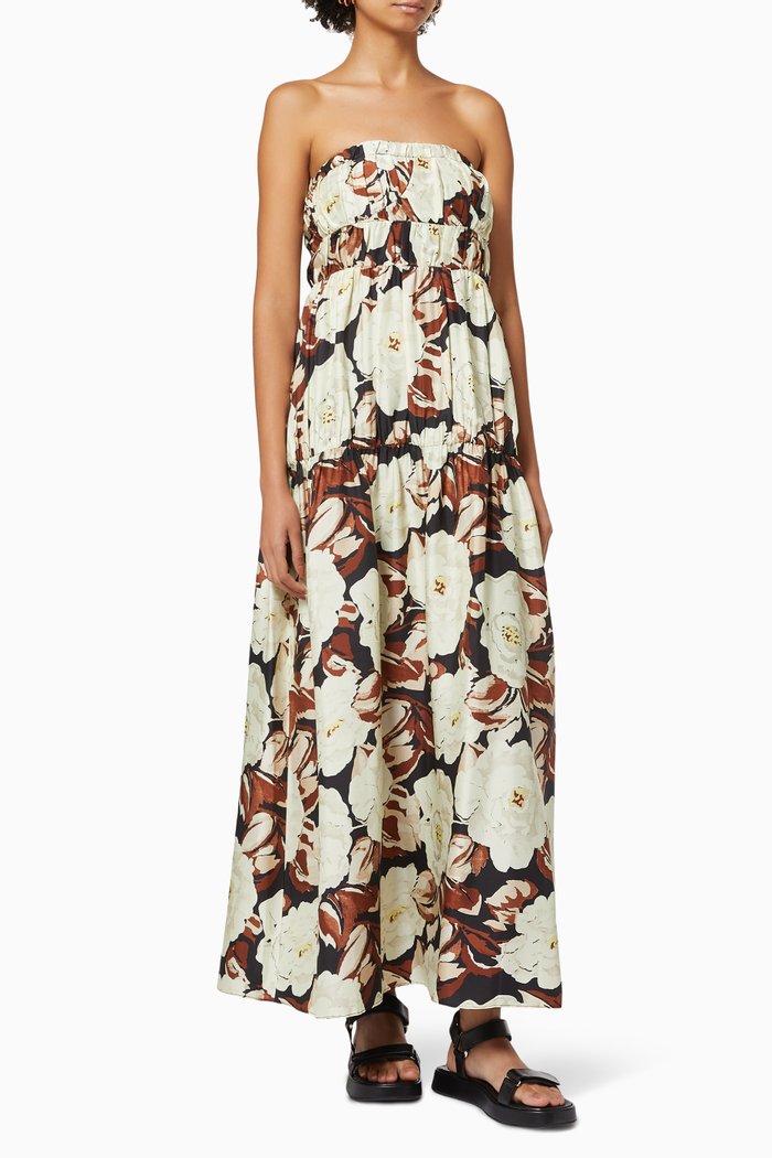 Vivienne Strapless Dress in Silk, Multicolour