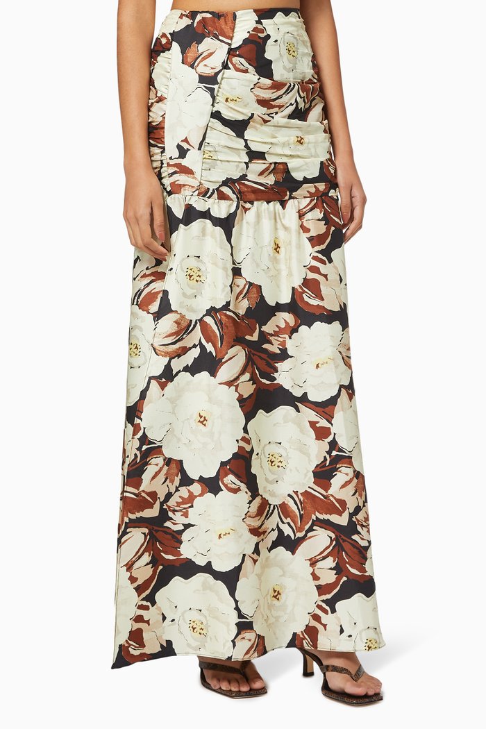 Vivienne Maxi Skirt in Silk, Multicolour