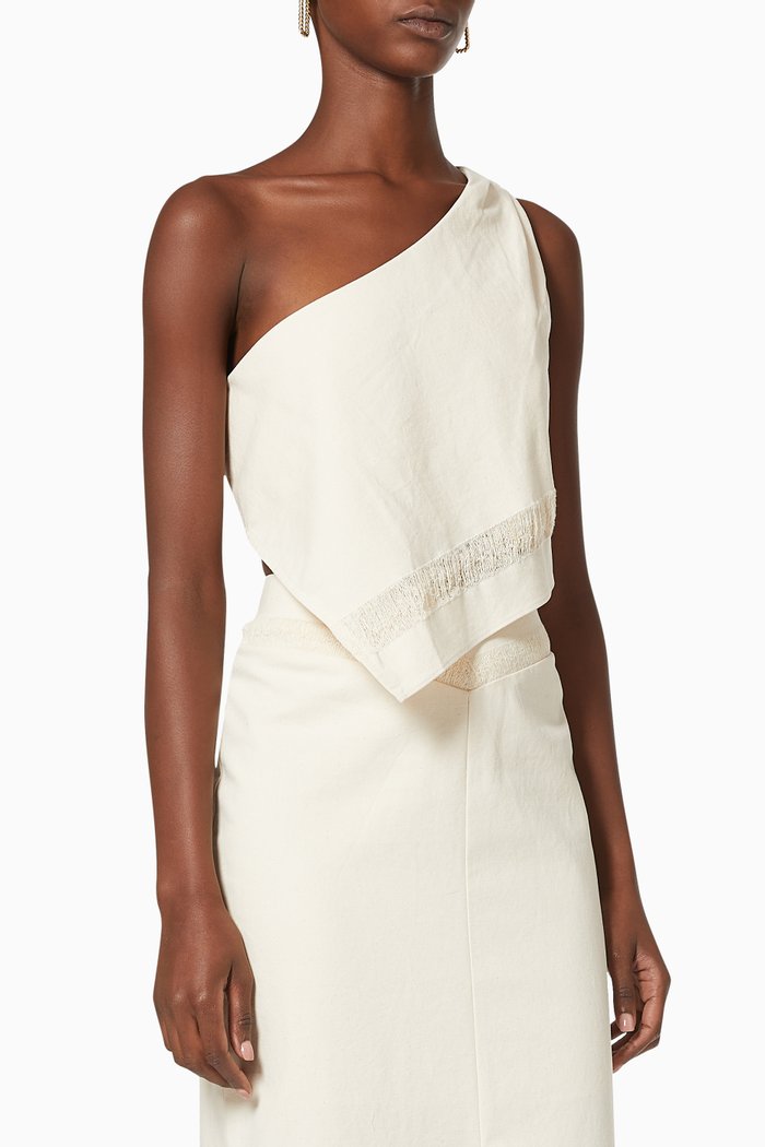 

Marine One-shoulder Top in Cotton, Neutral