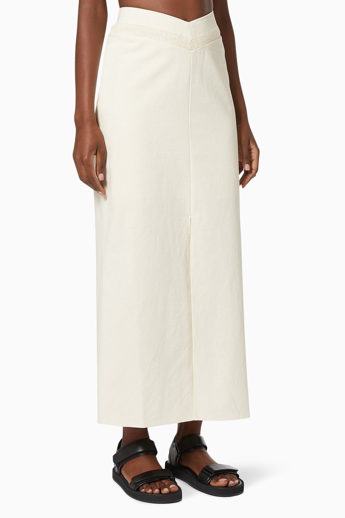 

Marne Midi Skirt in Cotton, Neutral