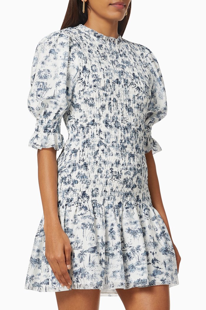 

Dimitri Puff Sleeve Dress in Cotton, Multicolour