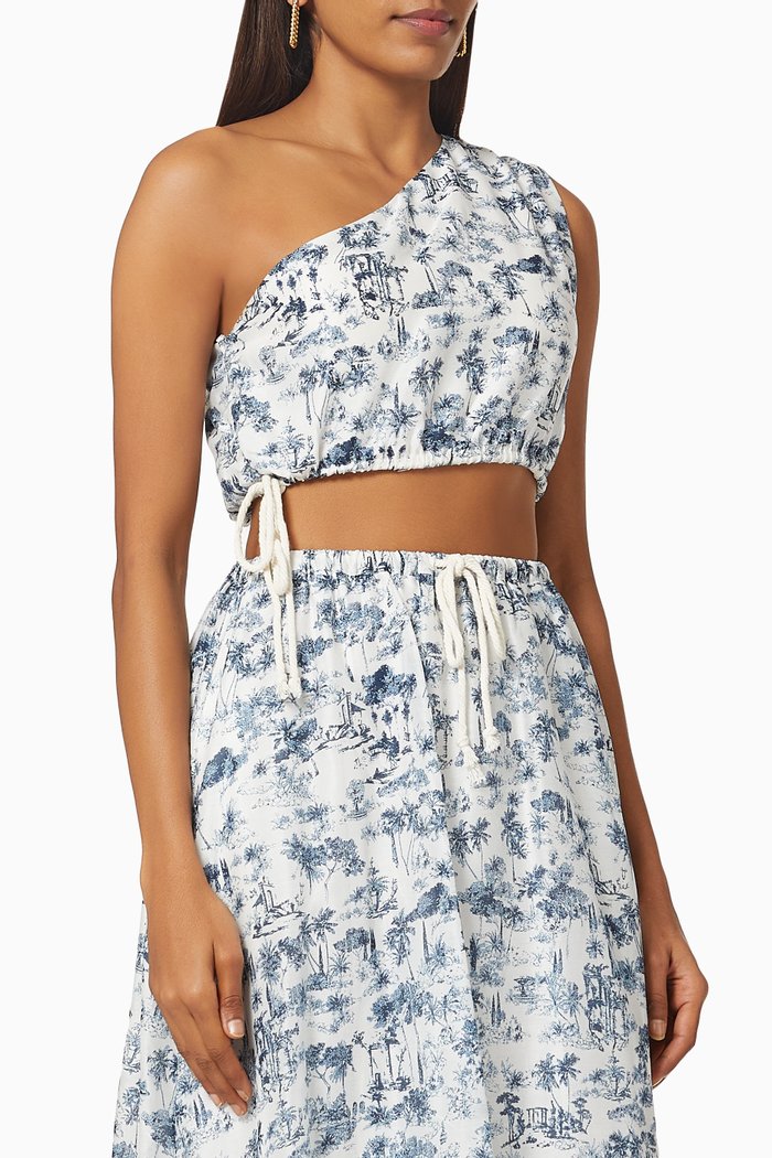 

Dimitri One-shoulder Crop Top in Cotton, Multicolour