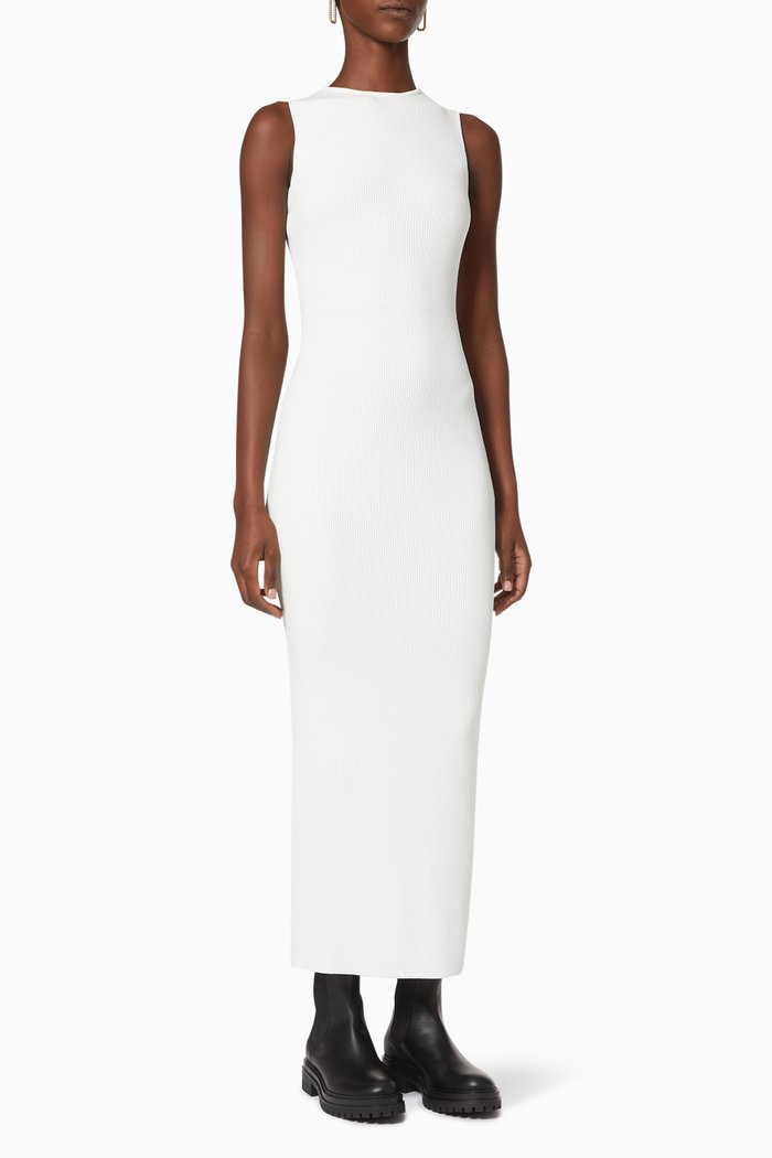 

Celena Cross Back Dress in Ribbed Knit, Neutral