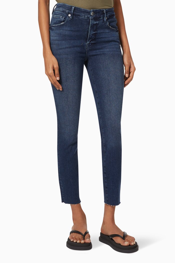 

Good Legs Crop Raw Hem Jeans in Organic Cotton, Blue