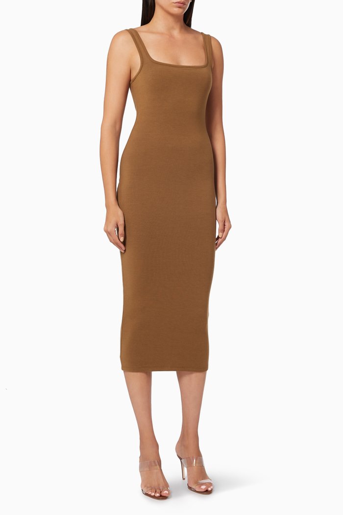 

Scoop Neck Midi Dress, Neutral