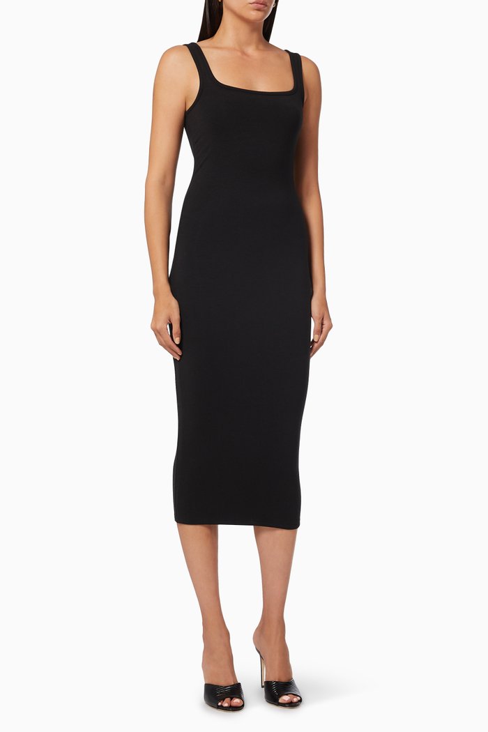 

Scoop Neck Midi Dress, Black