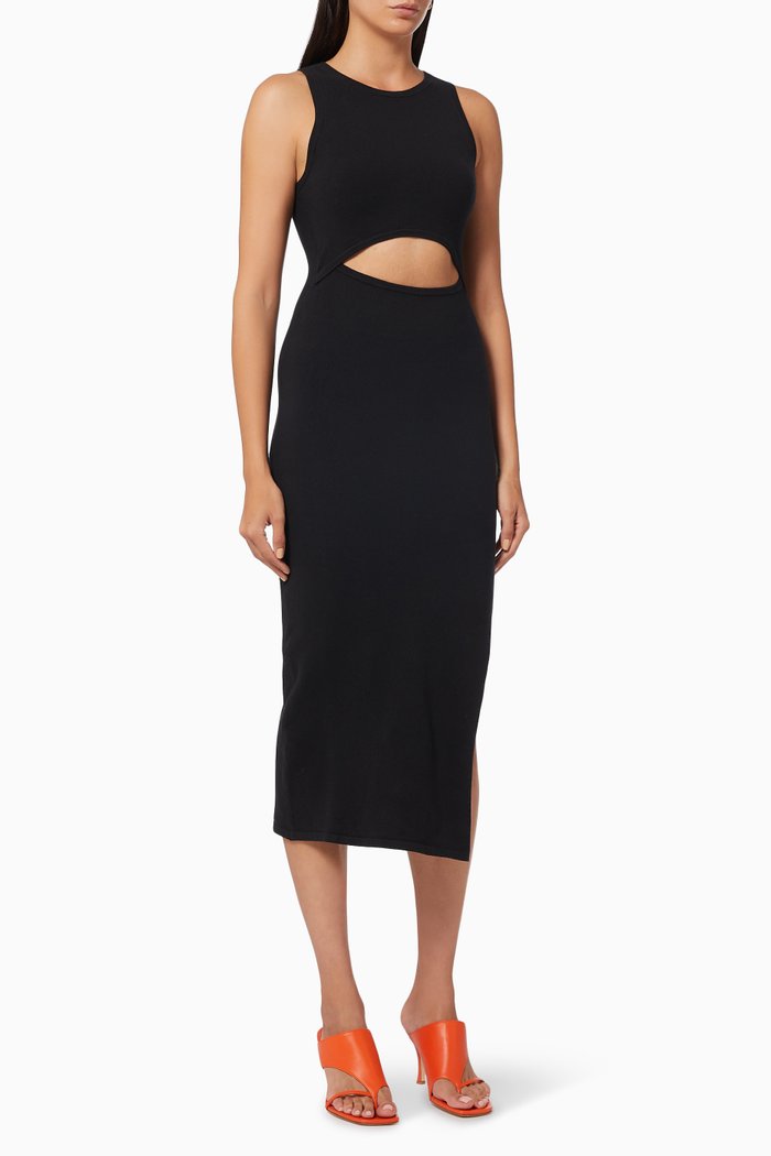 

Peek-a-boo Maxi Dress in Cotton, Black