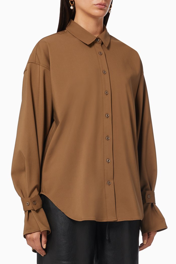 

Tabbed Shirt in Poplin, Brown