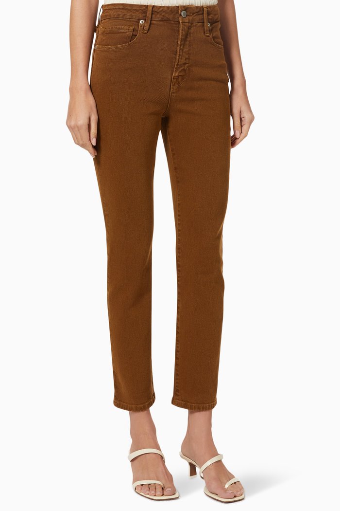 

Good Legs Cigarette Trousers in Cotton, Brown