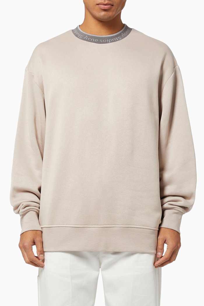 

Logo Rib Sweatshirt in Midweight Brushed-back Fleece, Grey