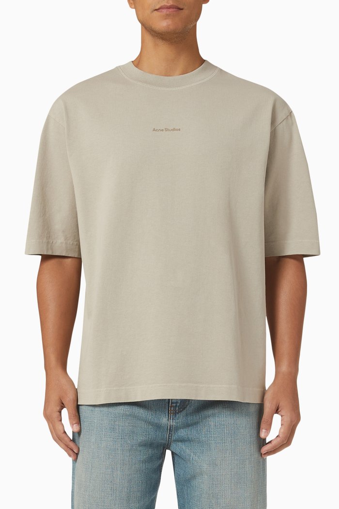 Logo Crewneck T-shirt in Organic Cotton Jersey, Grey