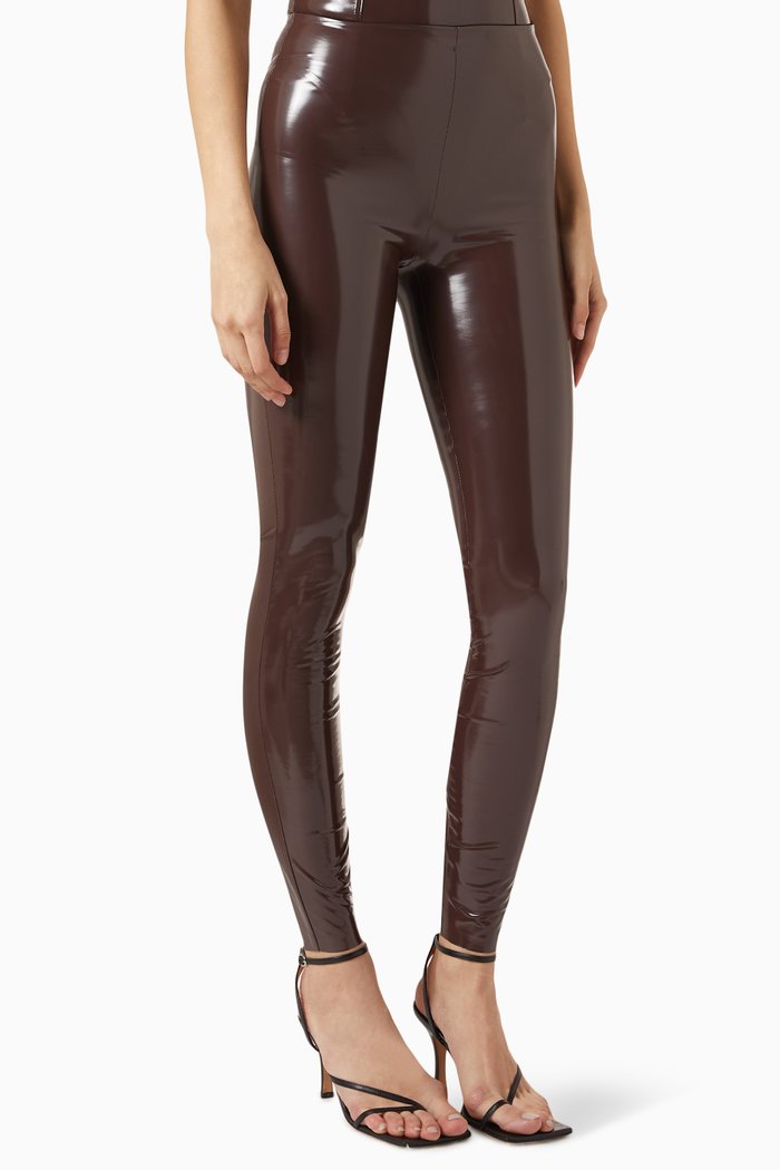 

Vinyl Pull-on Skinny Leggings, Brown
