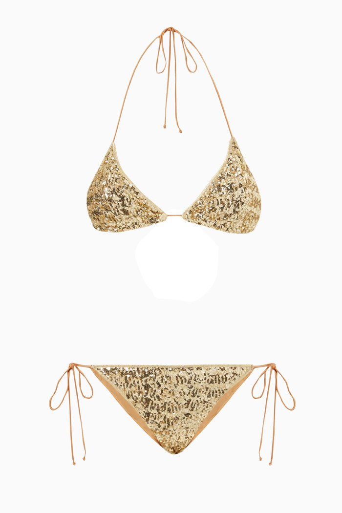 

Paillettes Microkini Bikini Set, Gold