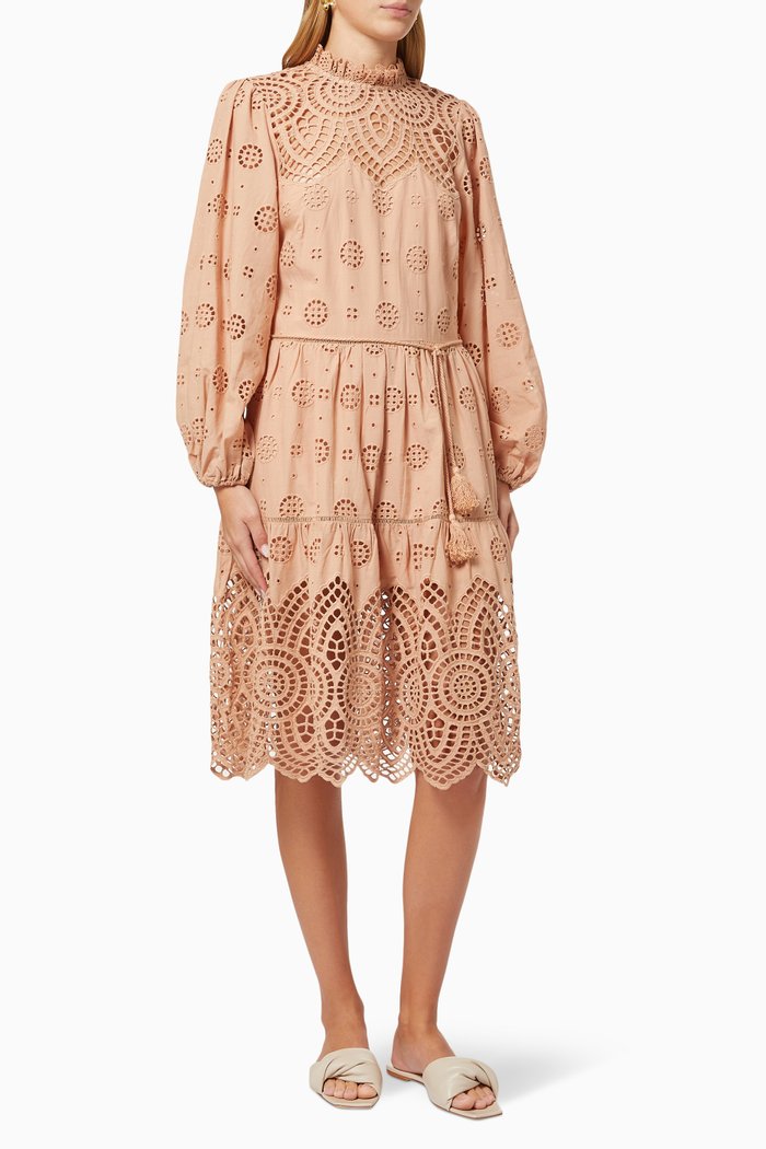 Westbound Mini Dress in Cotton, Brown