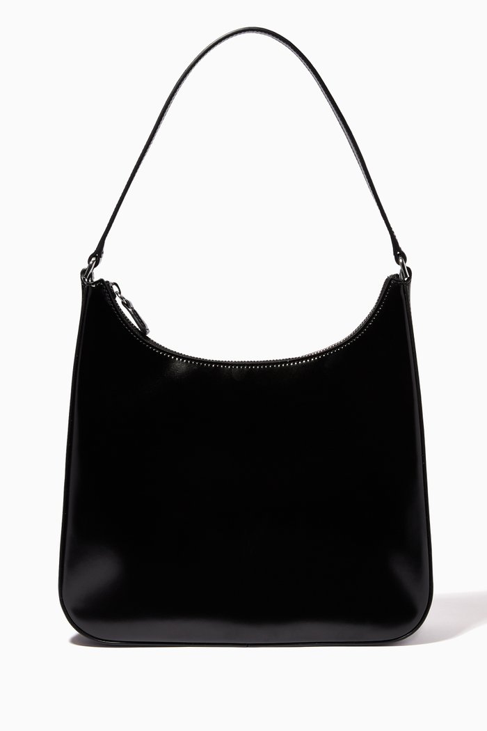 

Alec Shoulder Bag in Polished Leather, Black