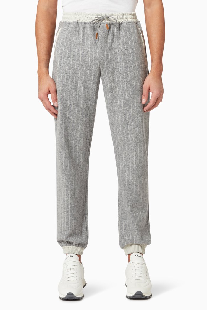 

Pinstripe Sweatpants in Cotton and Cashmere, Grey