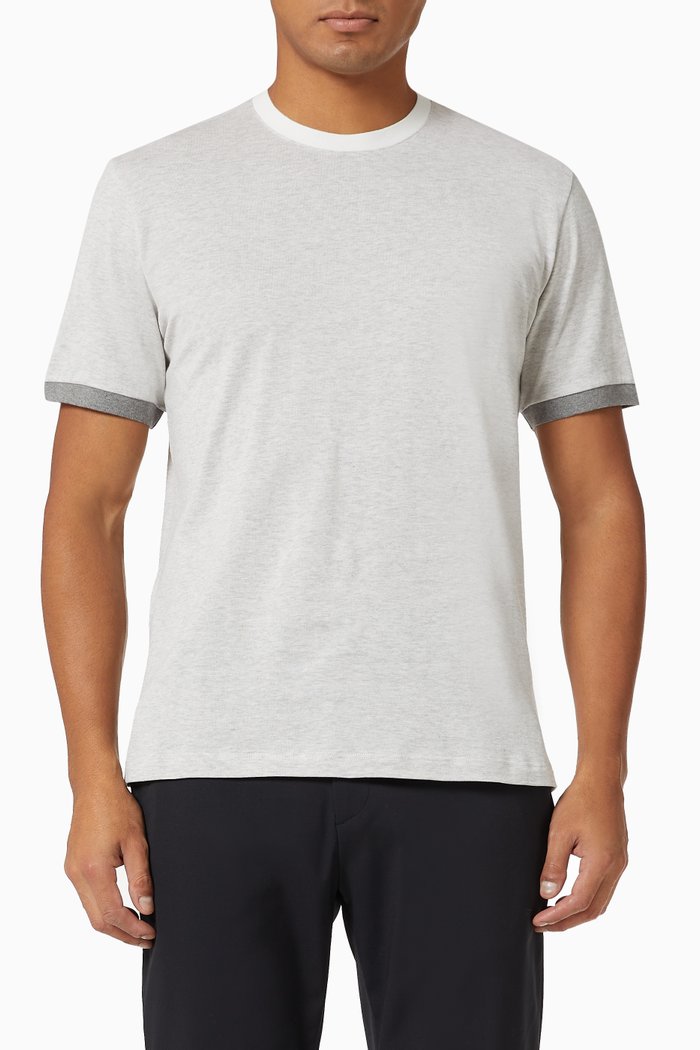 

Giza T-shirt with Contrast Inserts in Cotton, Grey