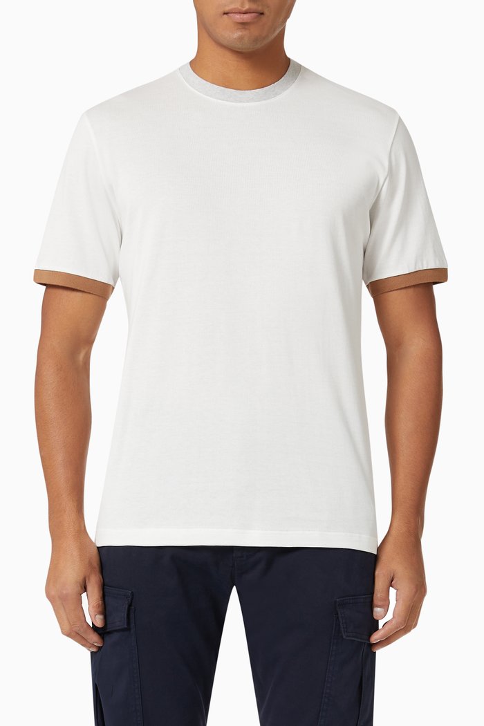 

Giza T-shirt with Contrast Inserts in Cotton, White