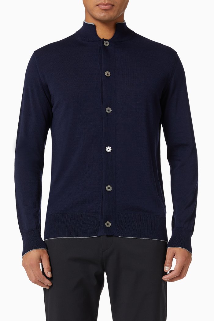 

Button Cardigan in Cotton, Blue