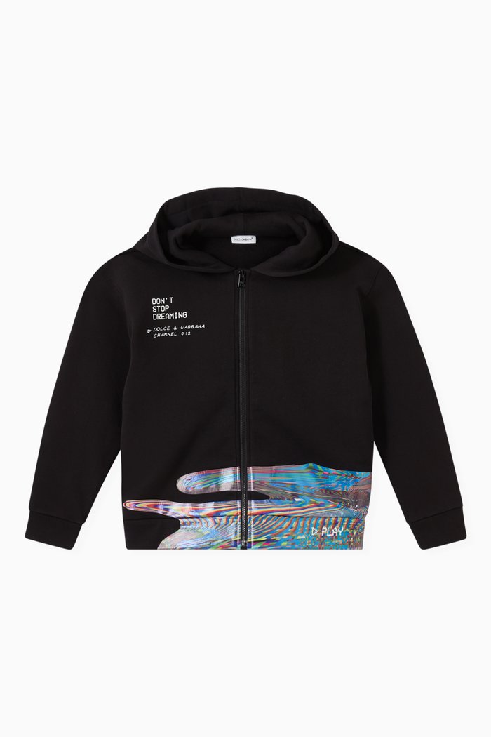 

Glitch Effect Hoodie in Jersey, Black