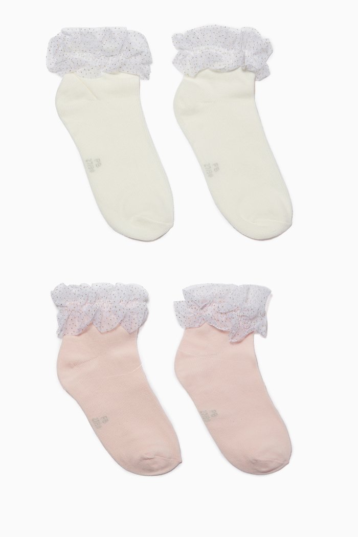 Sparkly Ruffle Socks, Set of 2, Multicolour