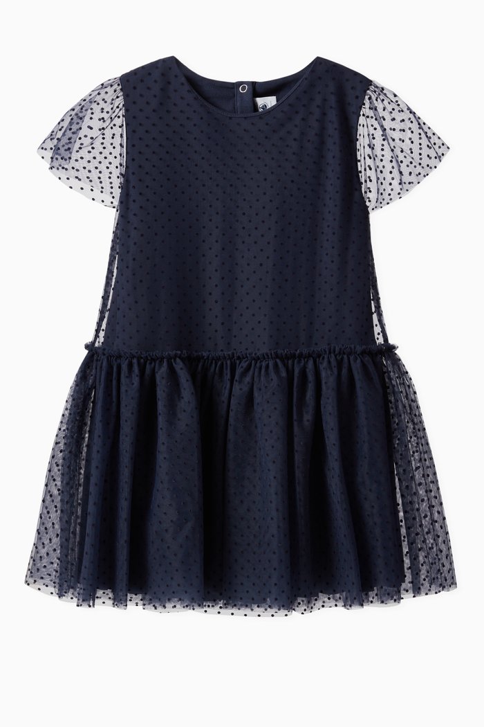 

Polka Dots Dress in Tulle, Blue