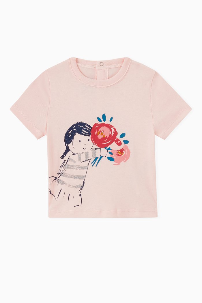 

Graphic Print T-shirt in Cotton, Pink