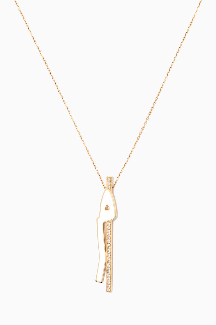 

Khatt "M" Enamel Pendant with Diamond Stretch in 18kt Yellow Gold