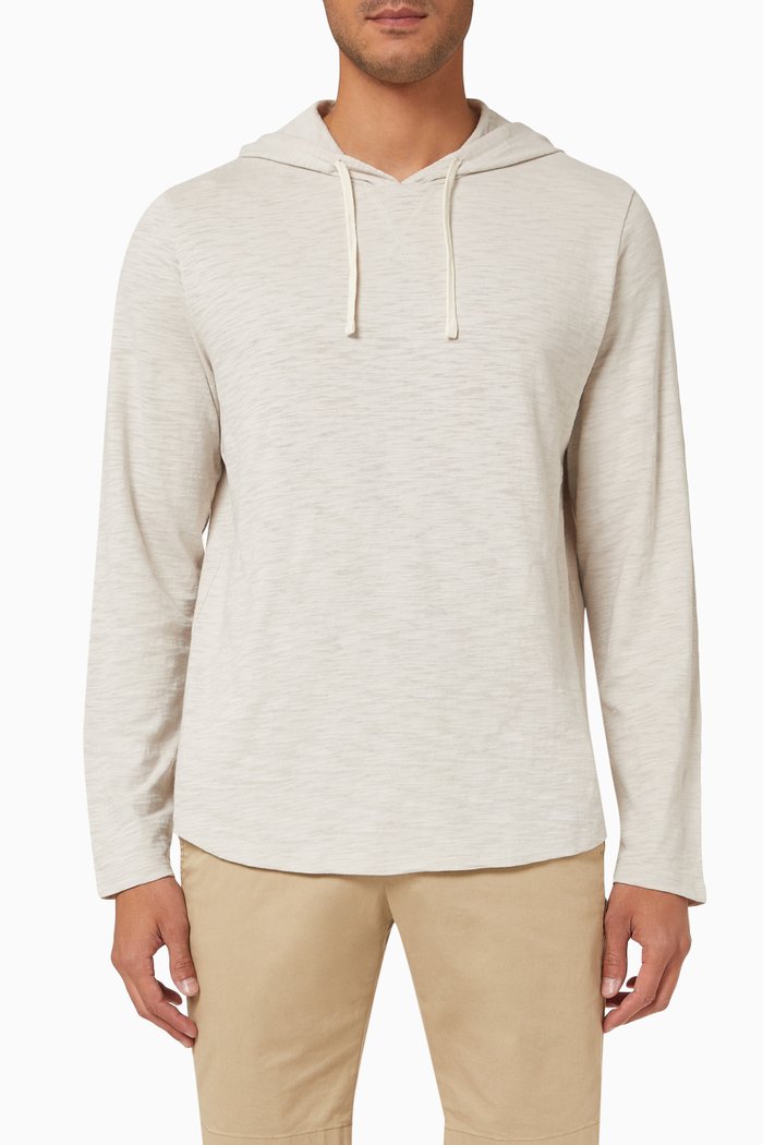 

Slub Popover Hoodie in Cotton Jersey, Neutral