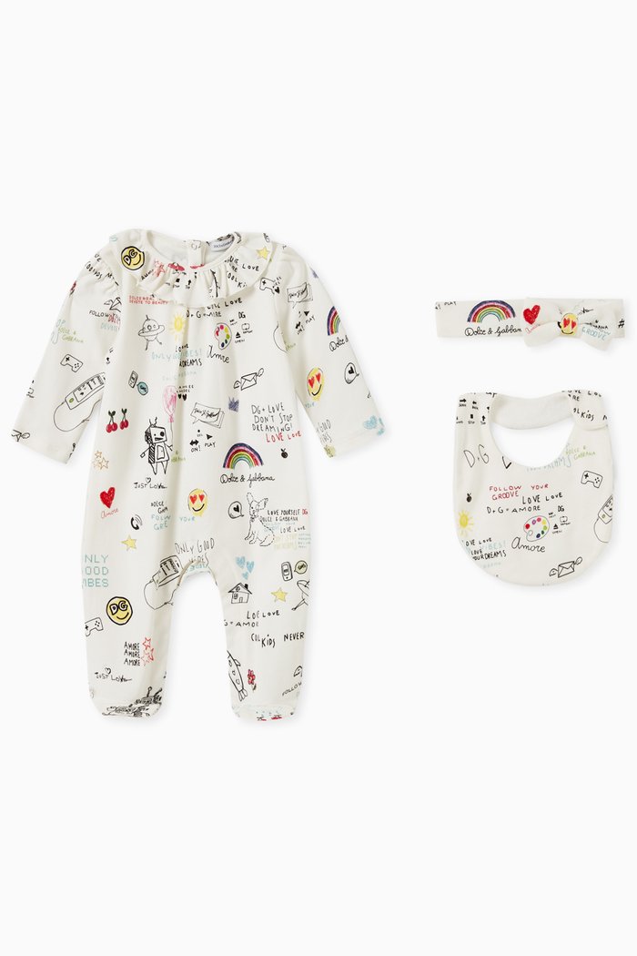 

DG Sweet Future 3-piece Gift Set in Cotton Jersey, White
