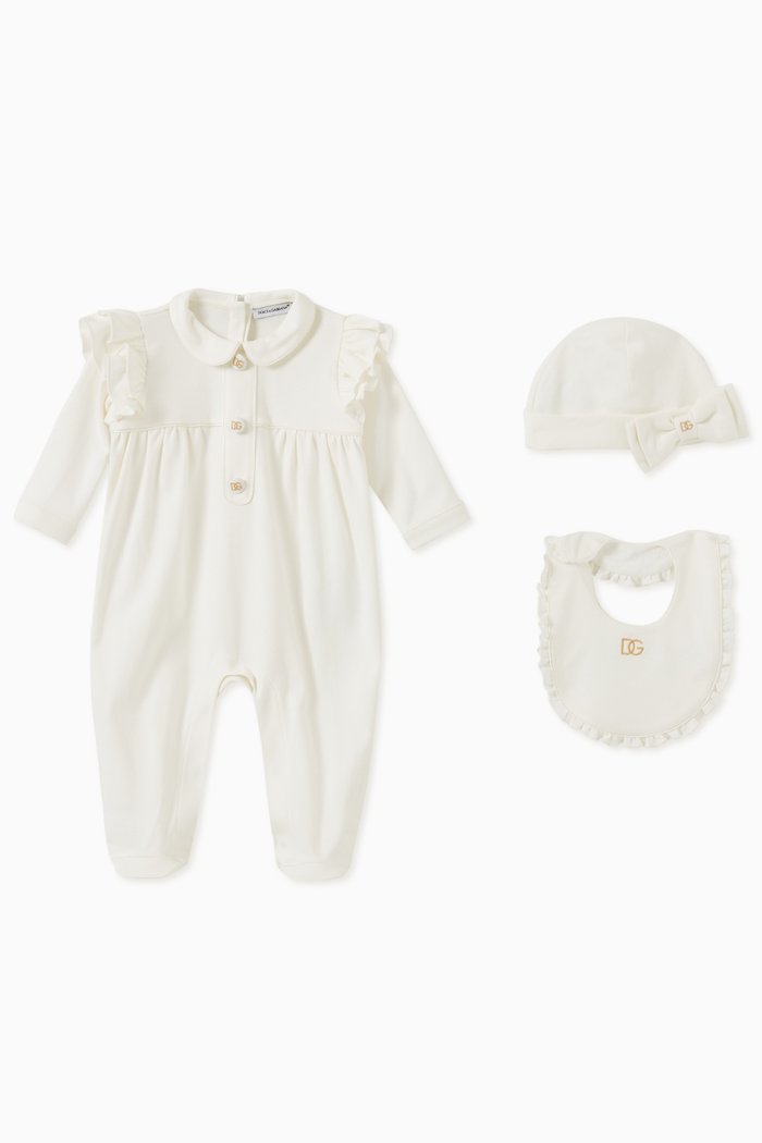 

3-piece Gift Set with DG Embroidery in Cotton Jersey, White